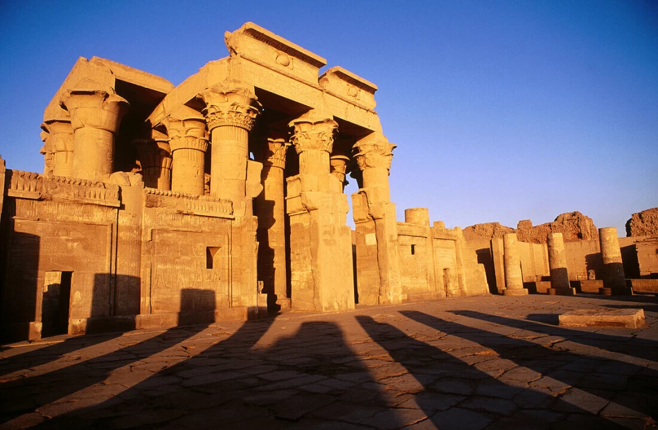 Exterior view of Kom Ombo Temple ruins.