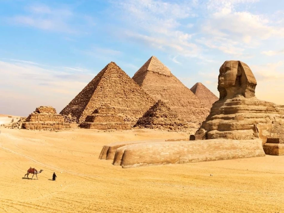 Great Pyramid of Giza under clear blue sky, Egypt