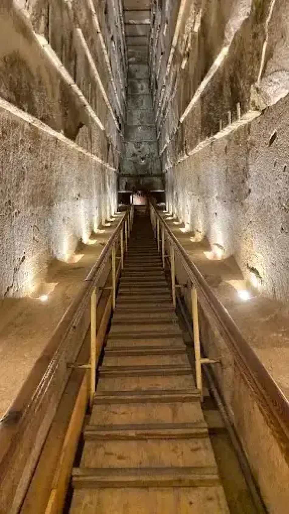 Interior passage inside the Great Pyramid of Giza, Egypt