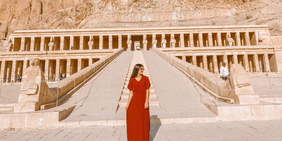 Panoramic view of Temple of Hatshepsut near the Valley of the Kings in Luxor Egypt