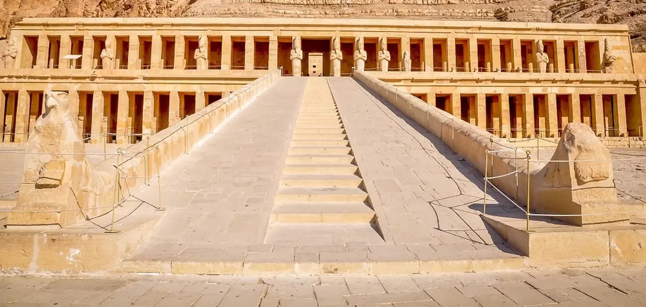 Hatshepsut Temple in Luxor Egypt featuring ancient terraces and desert cliffs