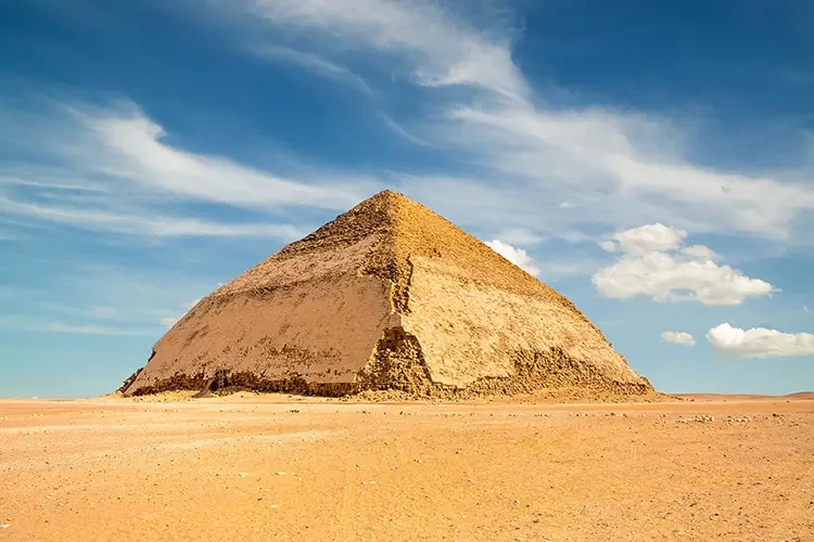Dahshur Egypt pyramids with ancient structures in the desert landscape